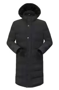  訂購長款羽絨外套  時尚設計啪鈕連帽羽絨外套 羽絨外套供應商 SKVM009